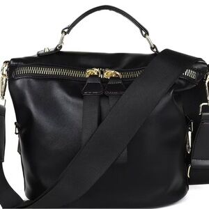 Elegant Black Pleather Handbag